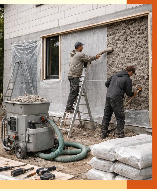 Утепление дома из газобетона эковатой в Губахе от 4665 руб./м2 | ТепломастерГбх